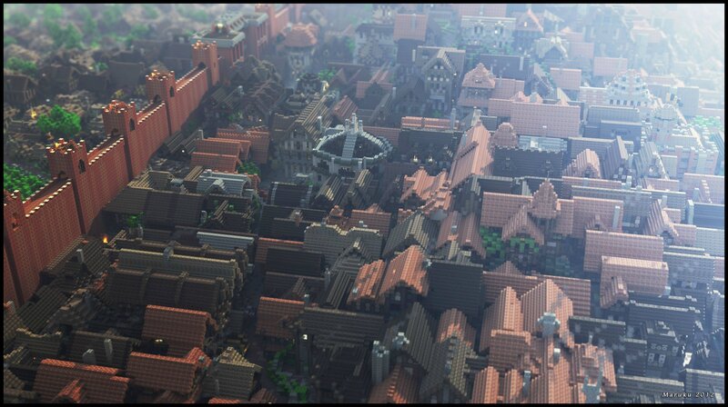 Minecraft Cityscape — Brown, Detailed