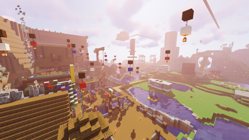 Minecraft Cityscape — Green, Serene