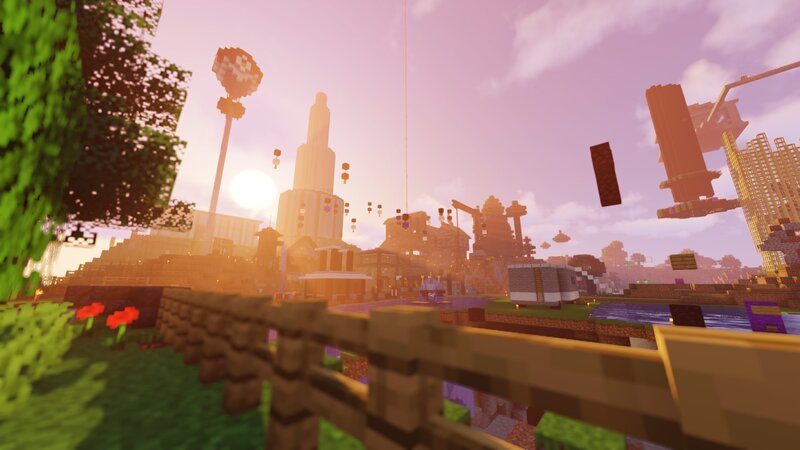Minecraft Cityscape — Green