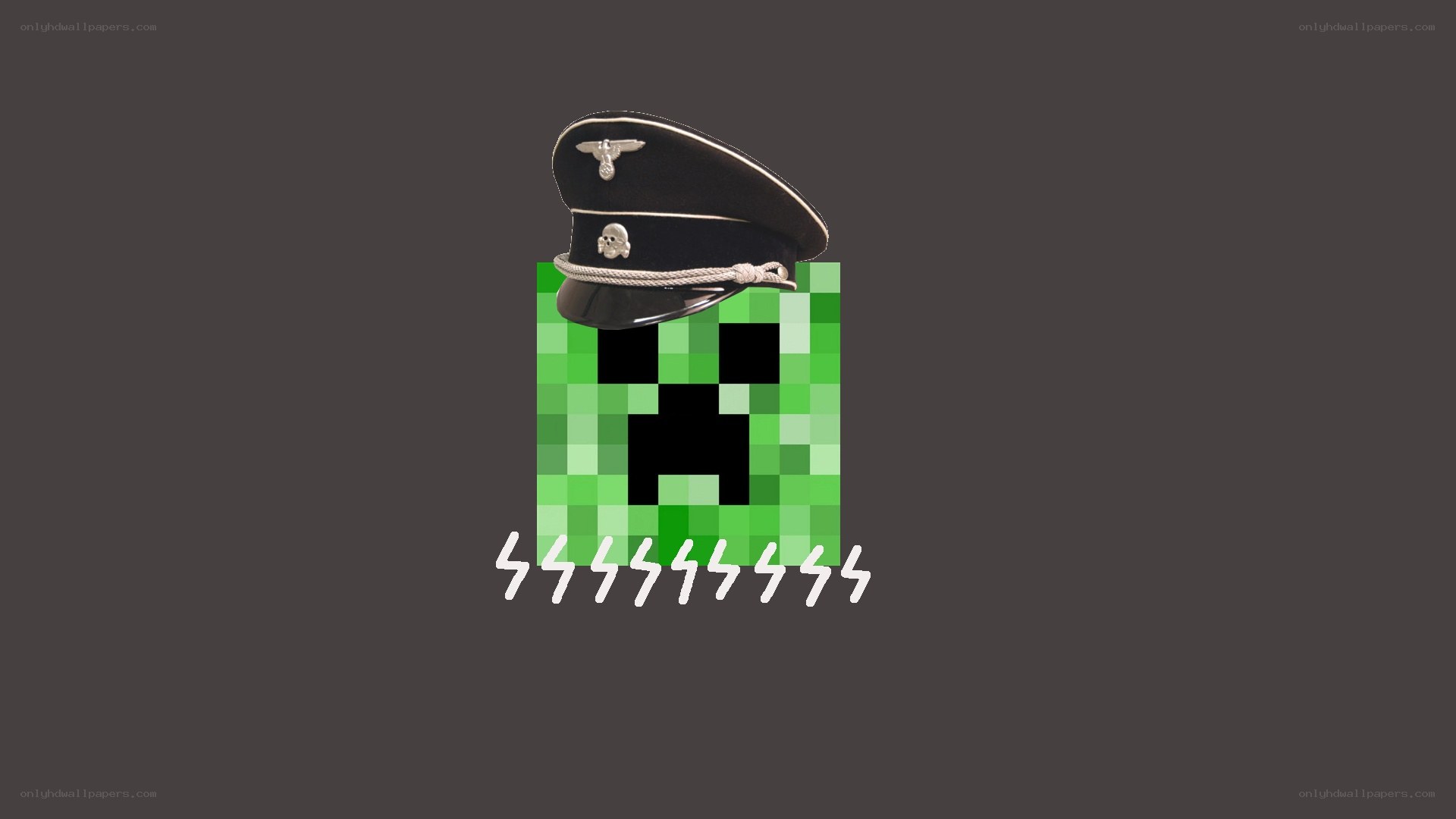 Minecraft creeper with military hat
