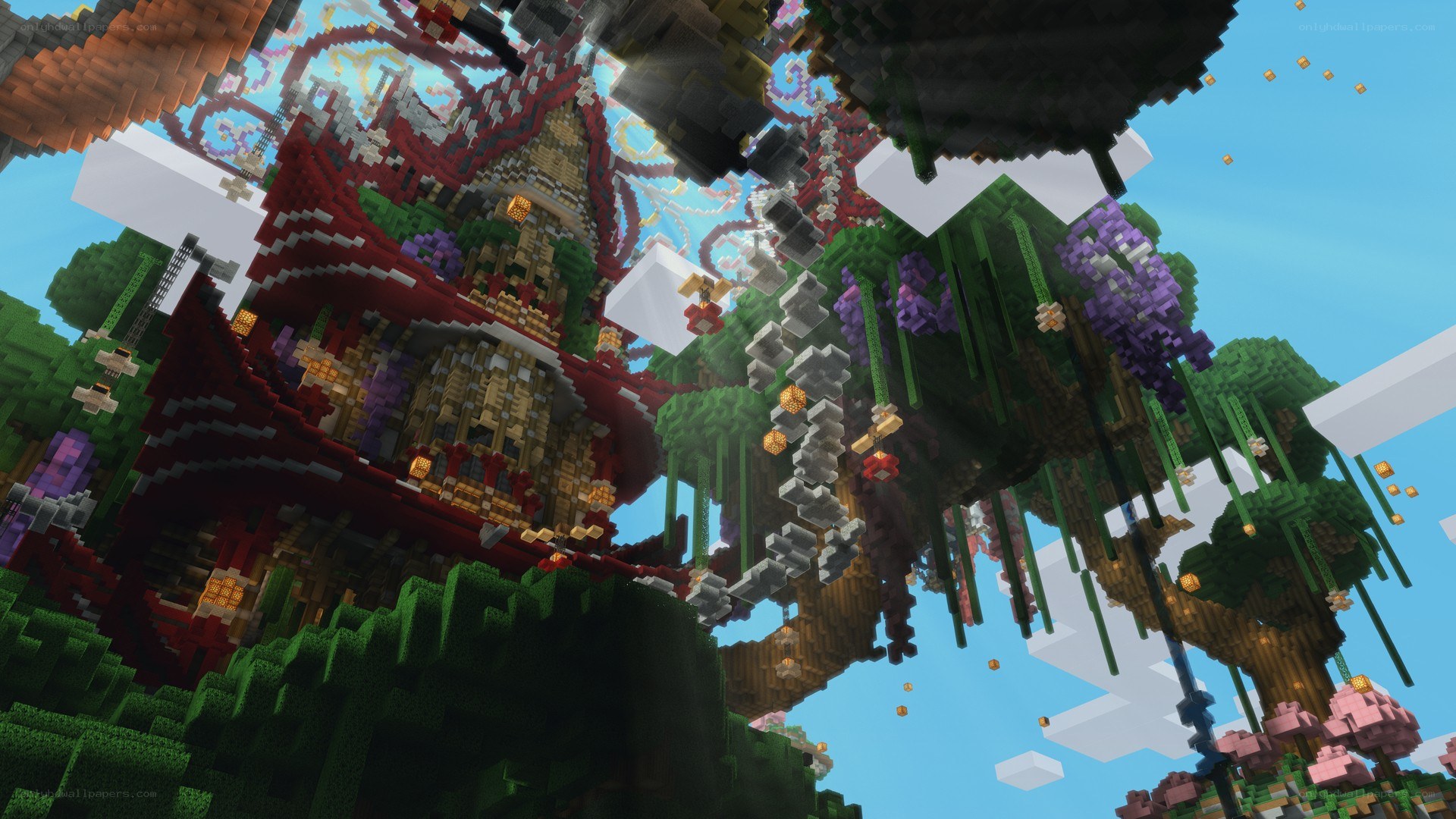 Minecraft floating island village