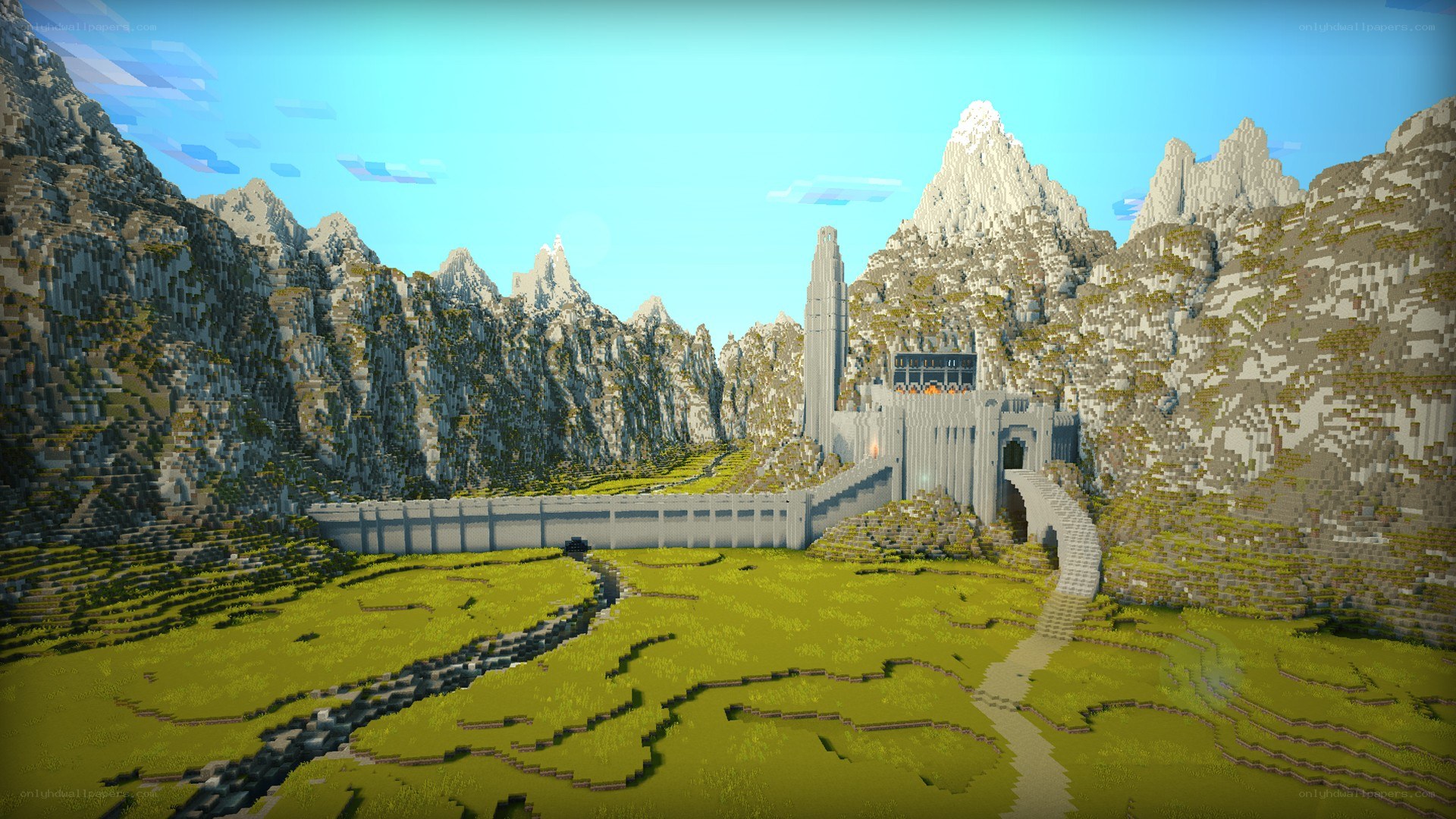 Minecraft fortress in mountains