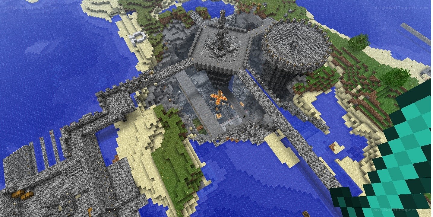 Minecraft fortress over water
