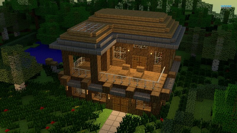 Minecraft house in forest