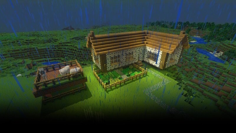 Minecraft House in Rain