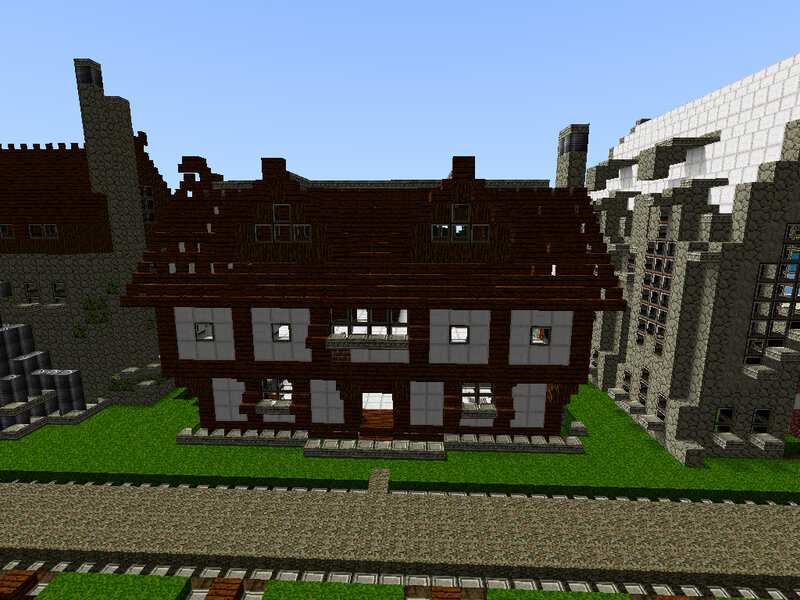 Minecraft house with train tracks