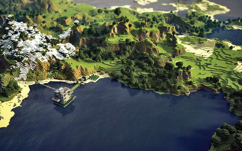 Minecraft Island Landscape — Green, Serene