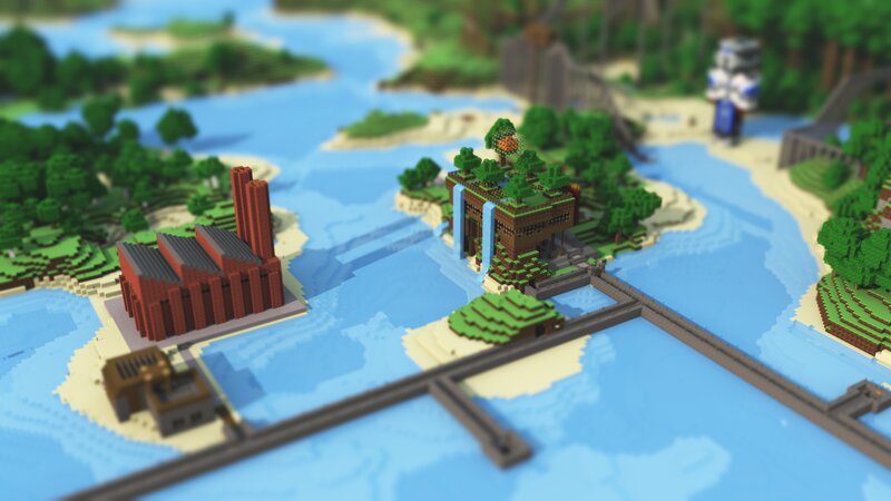 Minecraft Island Scene — Blue