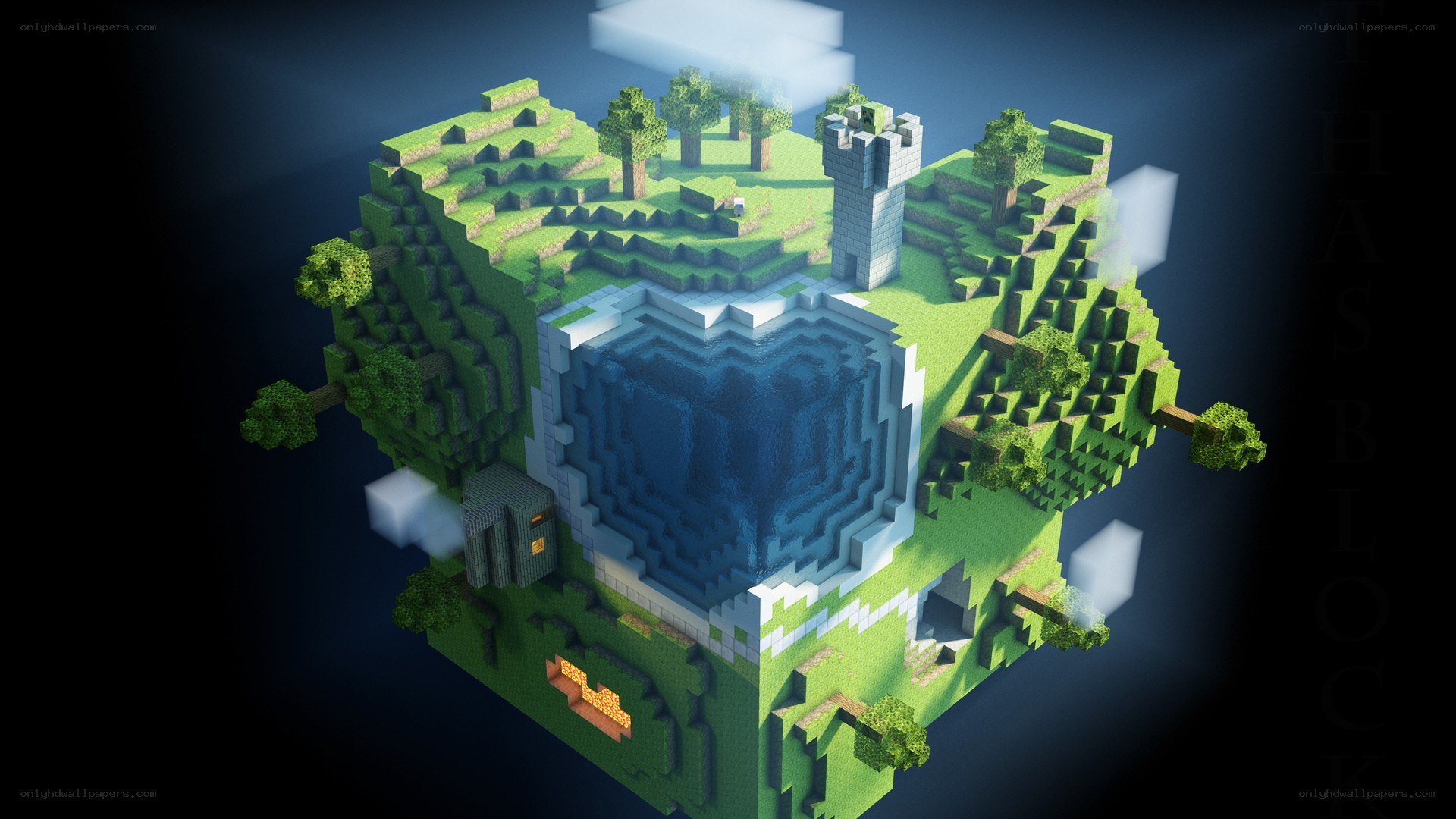 Minecraft island with castle
