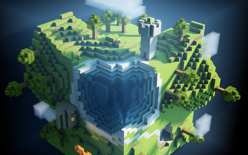 Minecraft island with castle