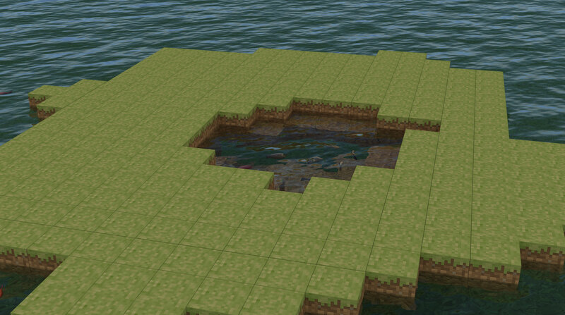 Minecraft island with pond