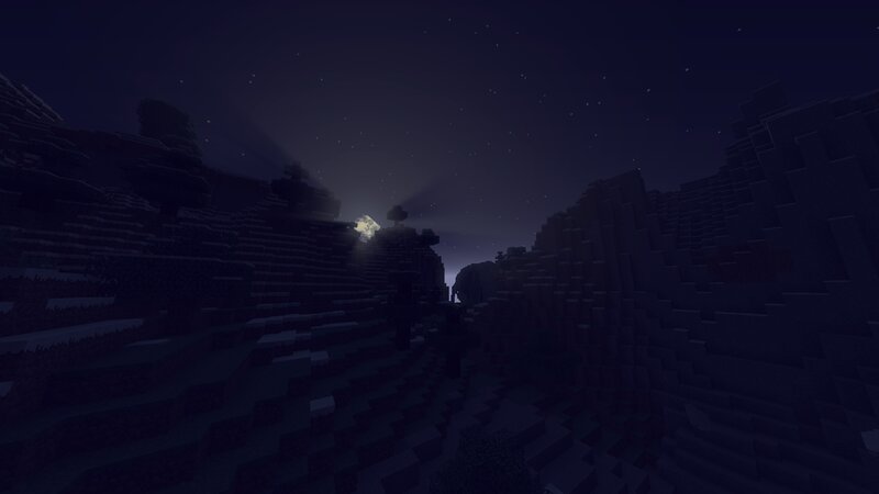 Minecraft Landscape at Night — Dark Blue