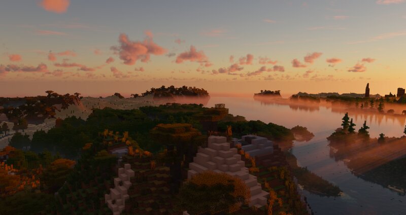 Minecraft Landscape at Sunset