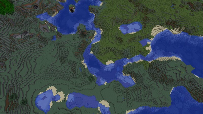 Minecraft Landscape — Green, Serene, Pixel Art, Ocean