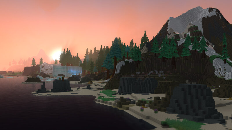 Minecraft Landscape — Orange, Serene, Sunset