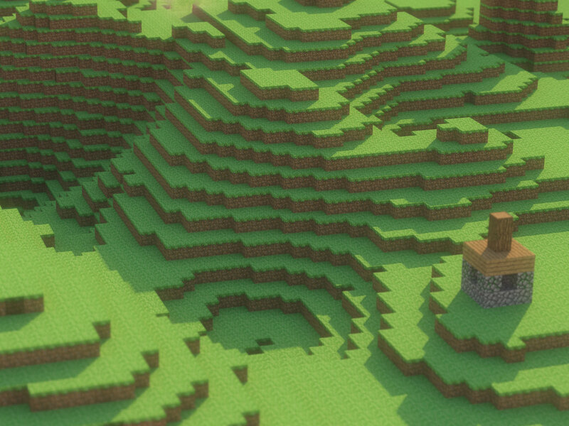 Minecraft landscape with small house