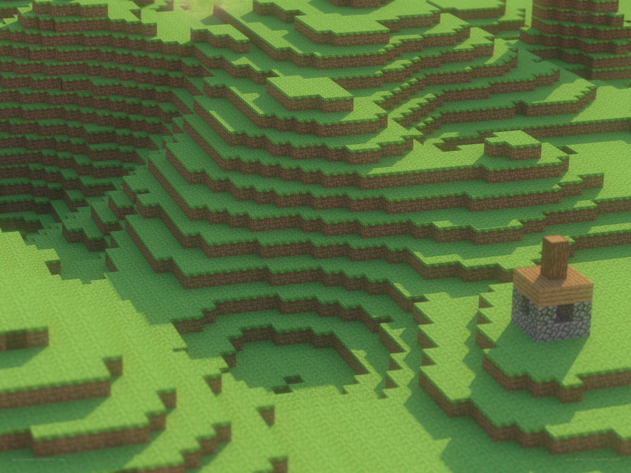 Minecraft landscape with small house