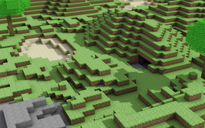 Minecraft landscape with trees