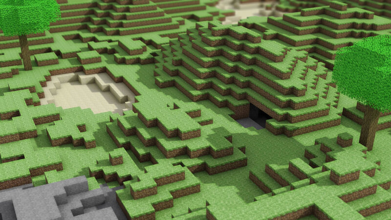 Minecraft landscape with trees