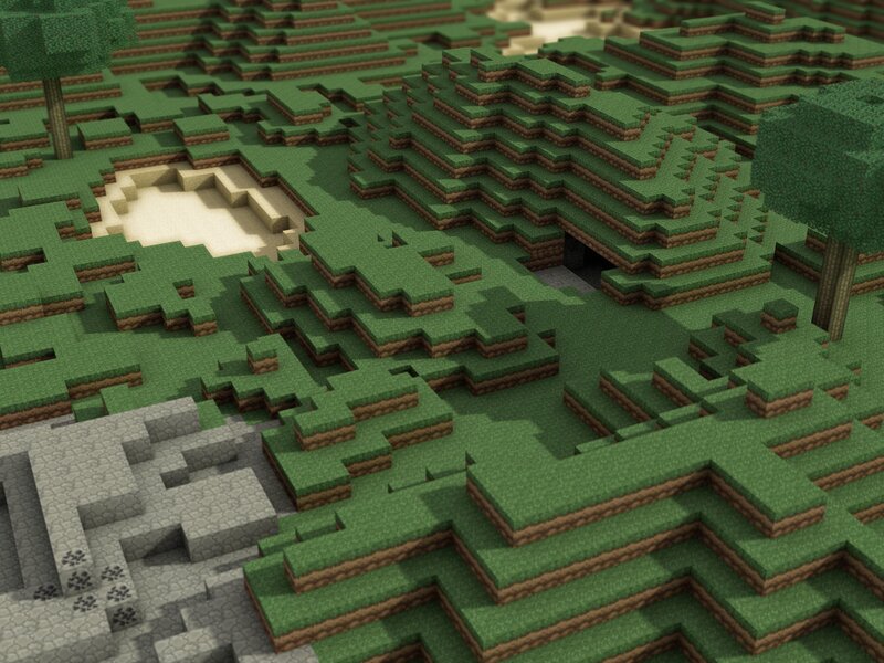 Minecraft landscape with trees