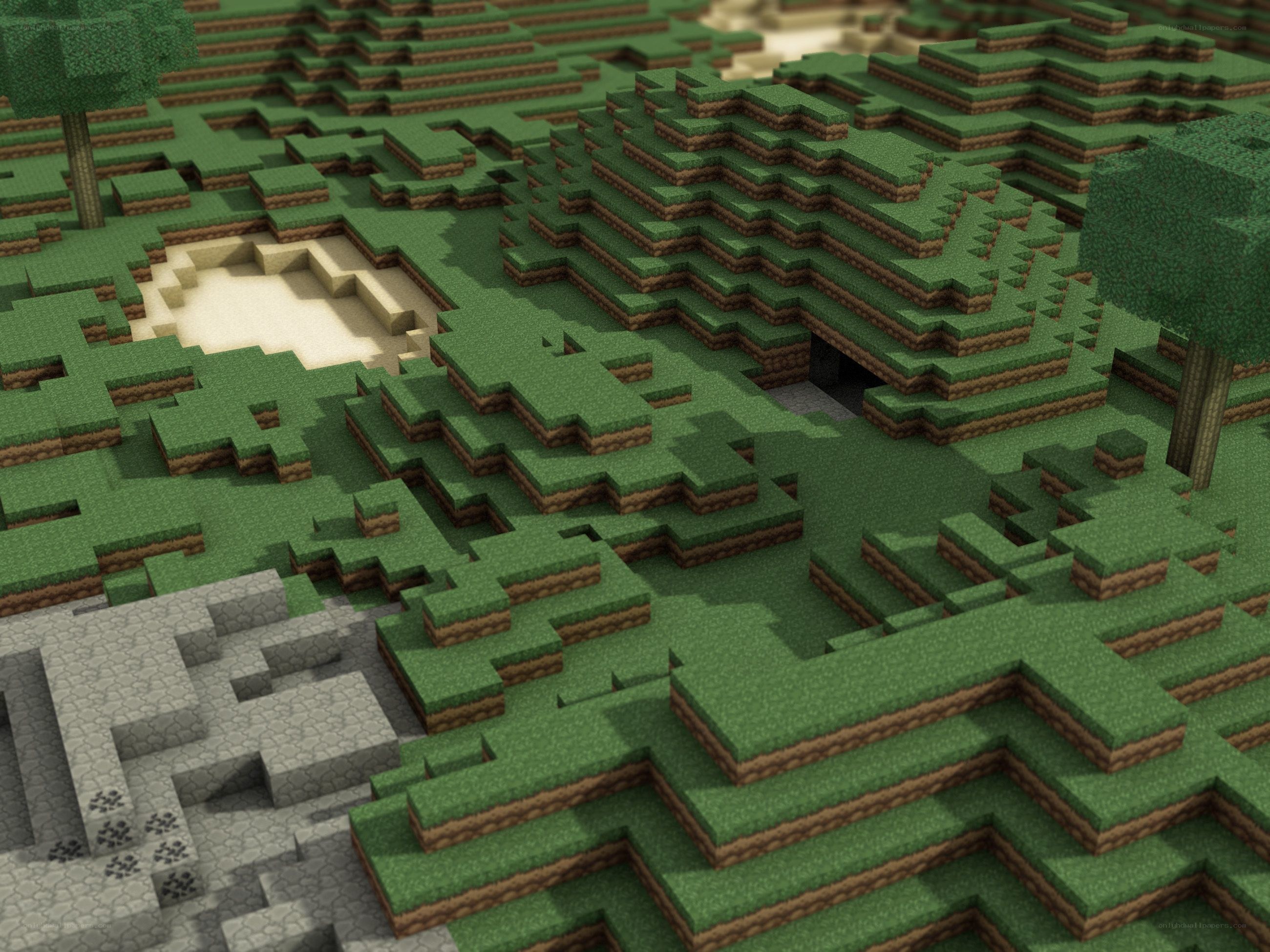 Minecraft landscape with trees