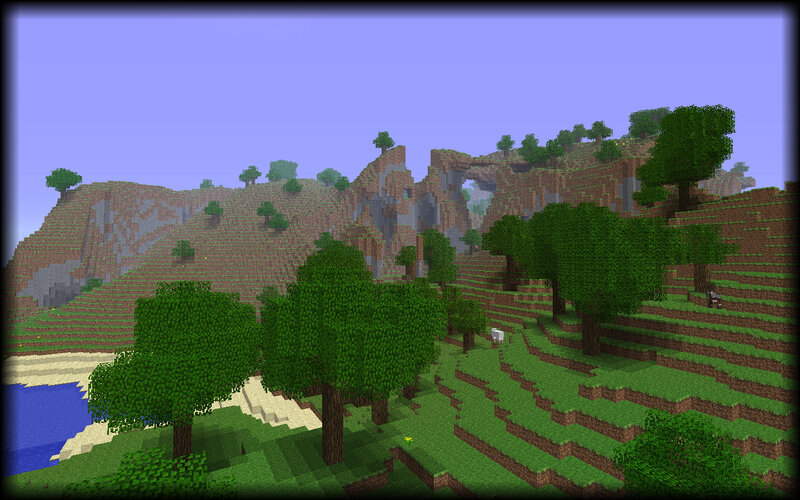 Minecraft landscape with trees