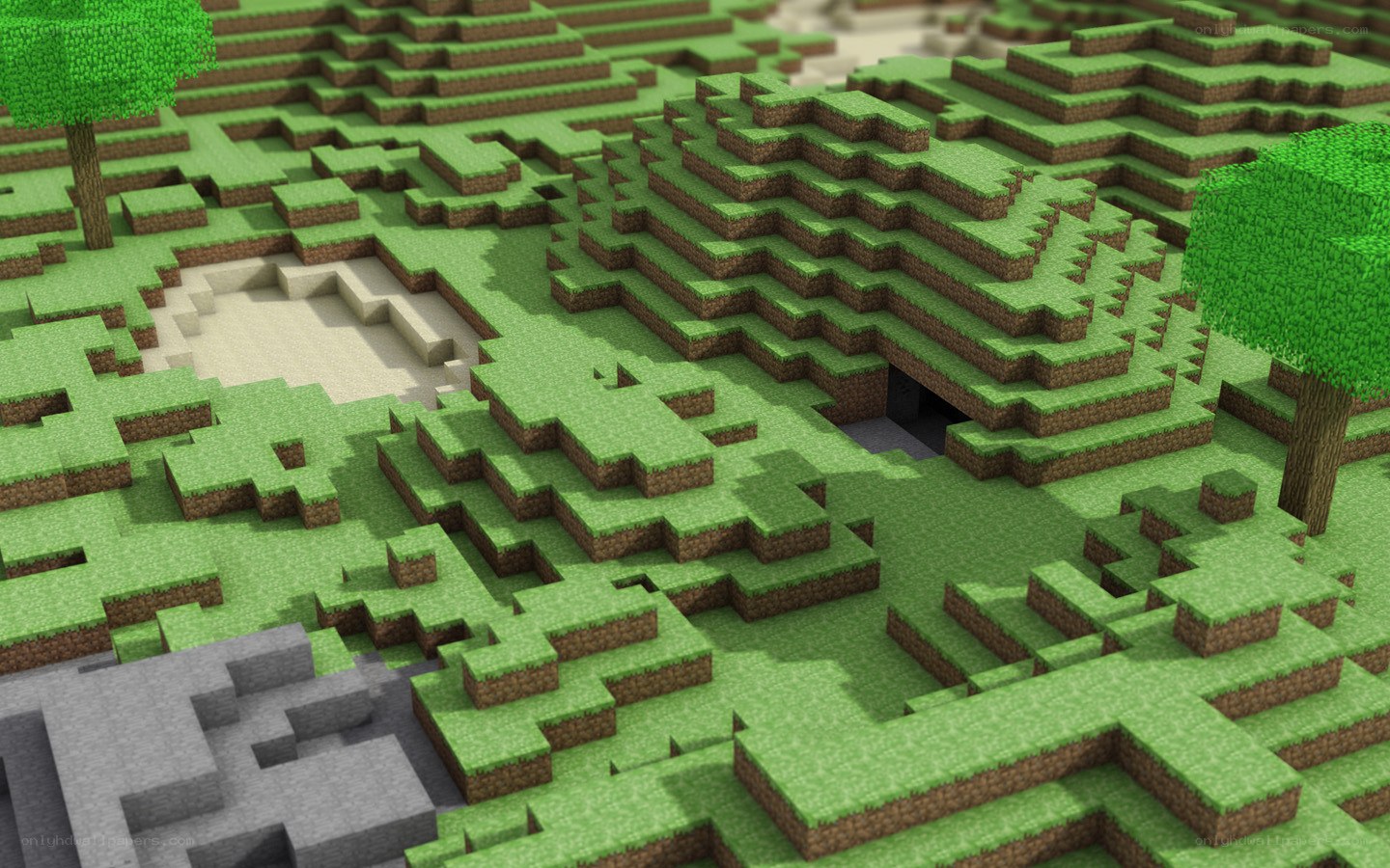 Minecraft landscape with trees