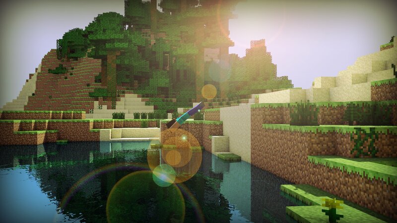 Minecraft landscape with water