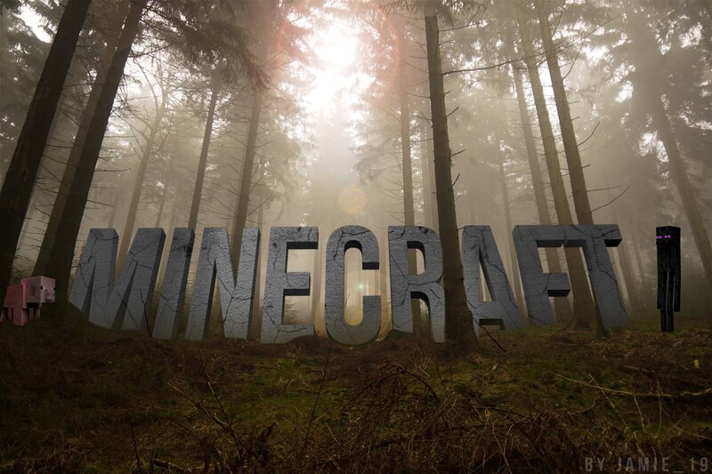 Minecraft Logo in Forest