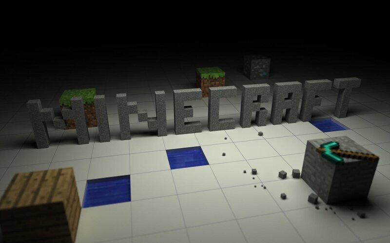 Minecraft Logo with Blocks — Gray, Dramatic