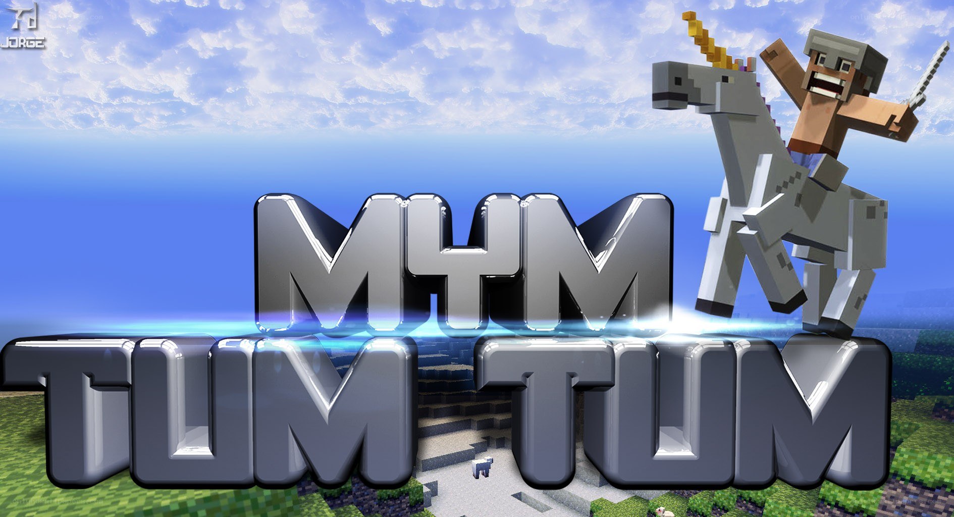 Minecraft logo with character
