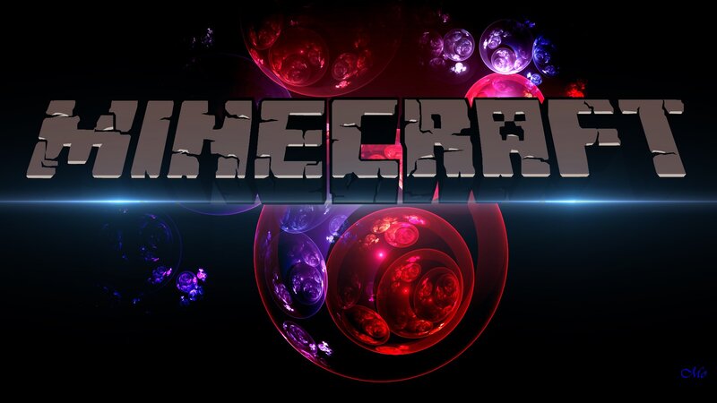 Minecraft Logo with Fractal Spheres — Black