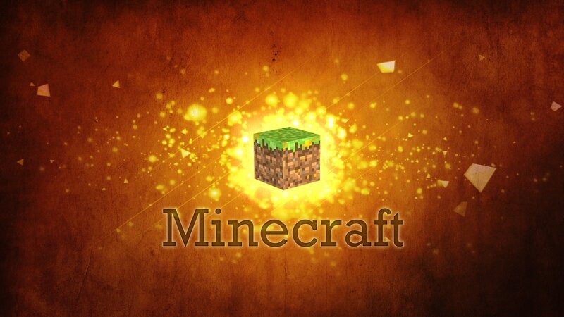 Minecraft logo with glowing block