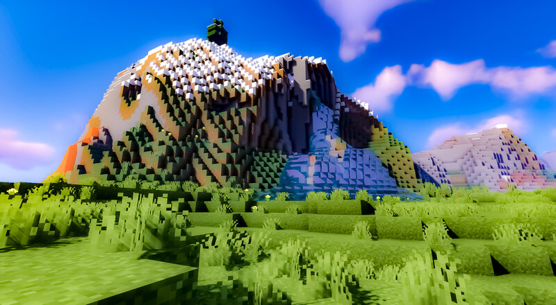 Minecraft Mountain Landscape — Green, Serene