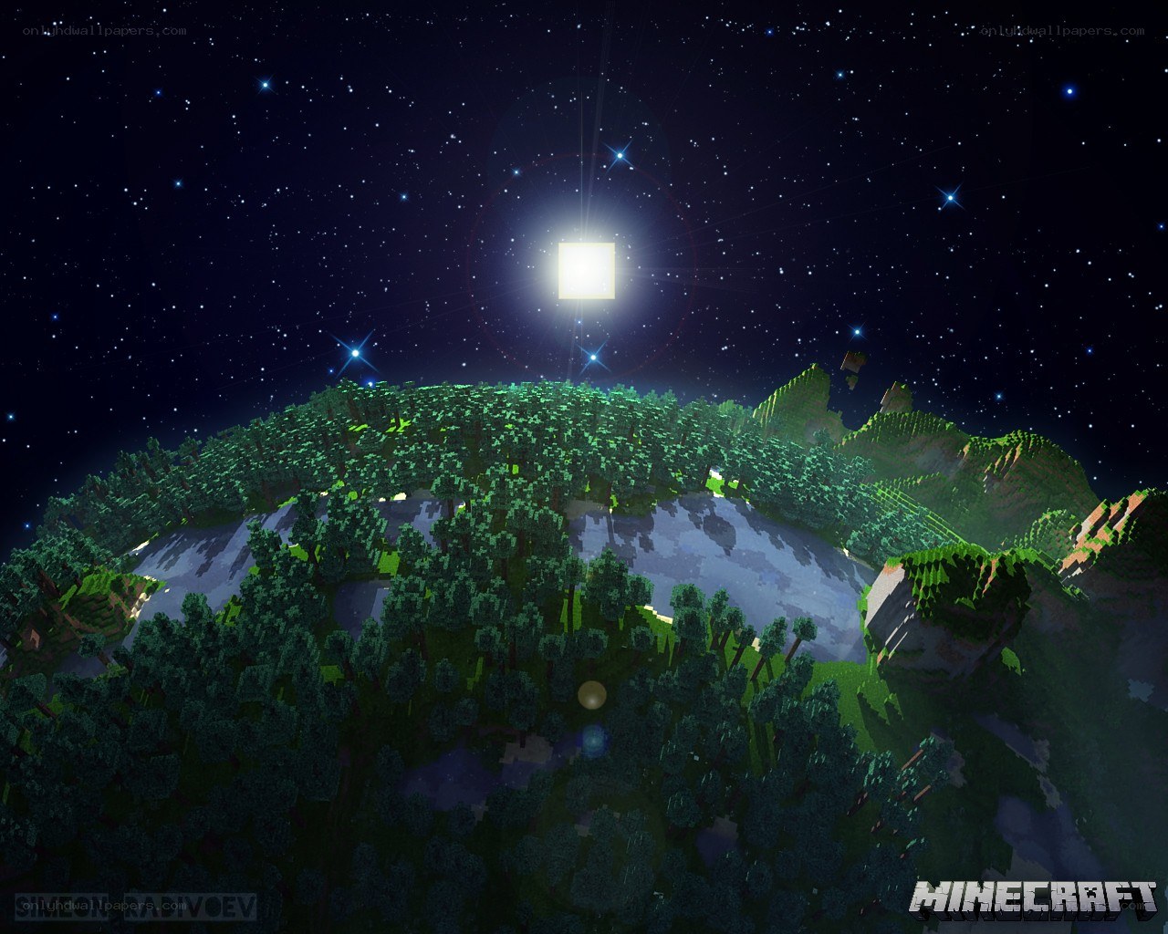 Minecraft night landscape