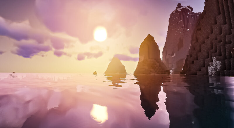 Minecraft Ocean at Sunset