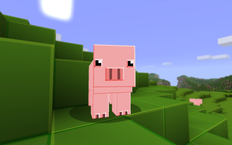Minecraft pig in a grassy field