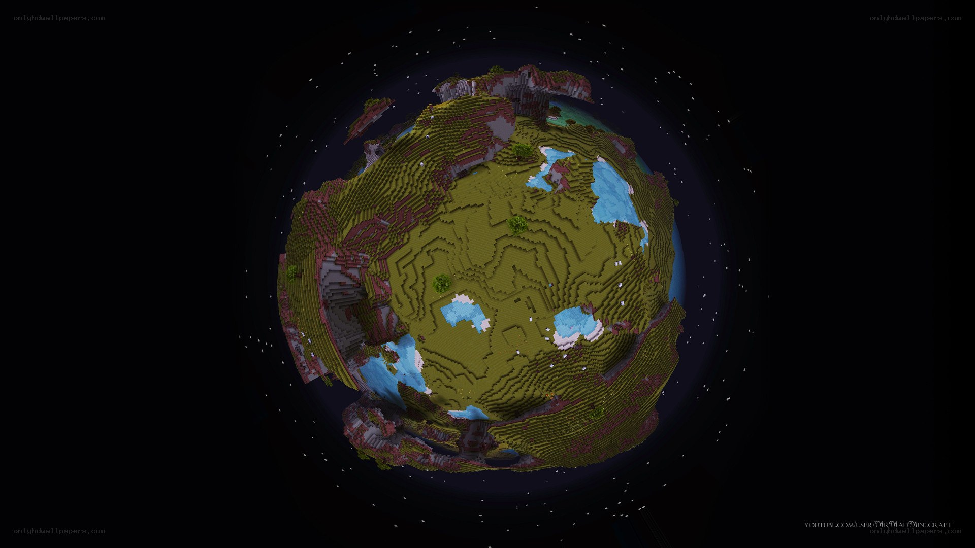 Minecraft planet from space