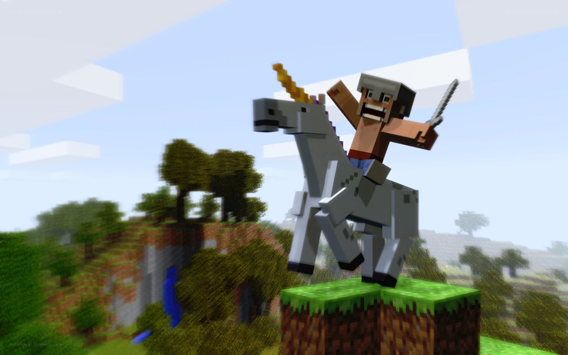 Minecraft player on unicorn
