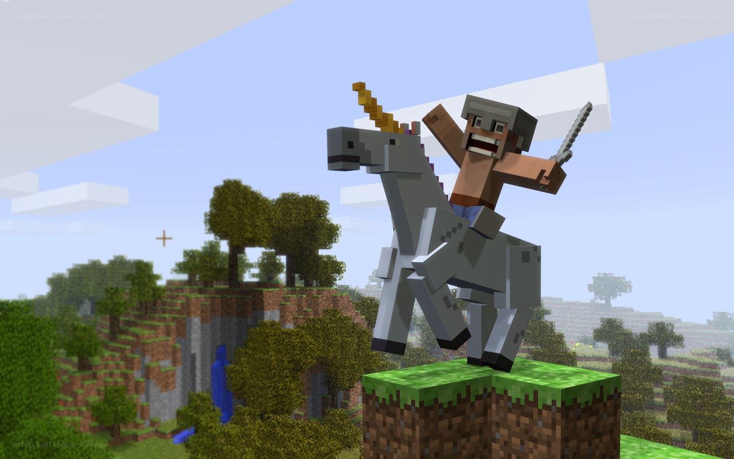 Minecraft player on unicorn