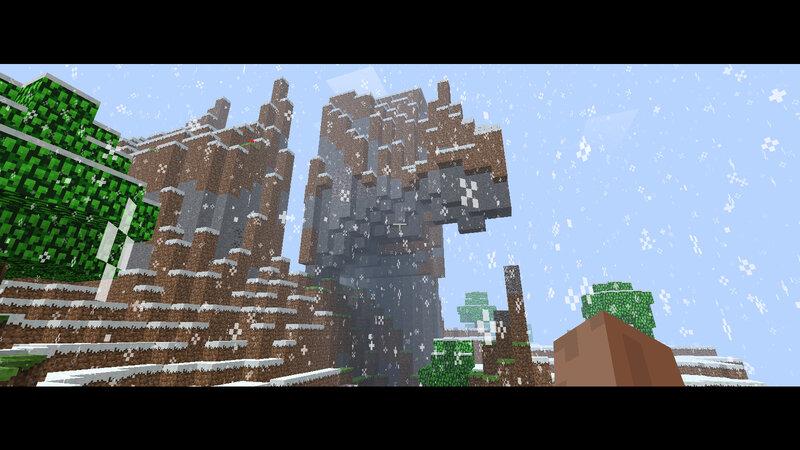 Minecraft snowy mountain scene
