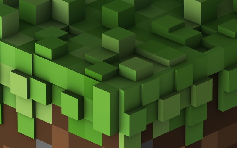 Minecraft-style blocky terrain