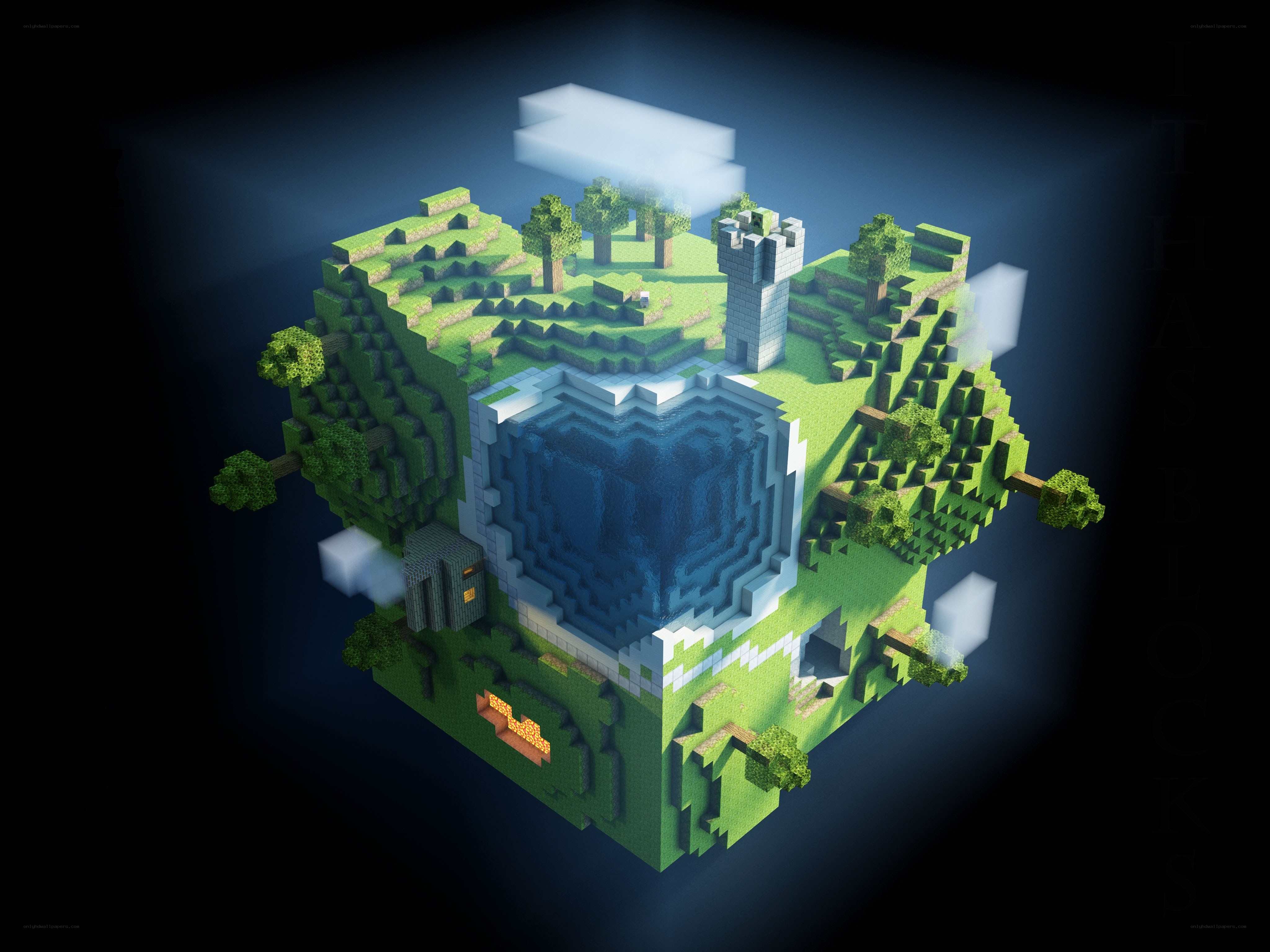 Minecraft-style island world