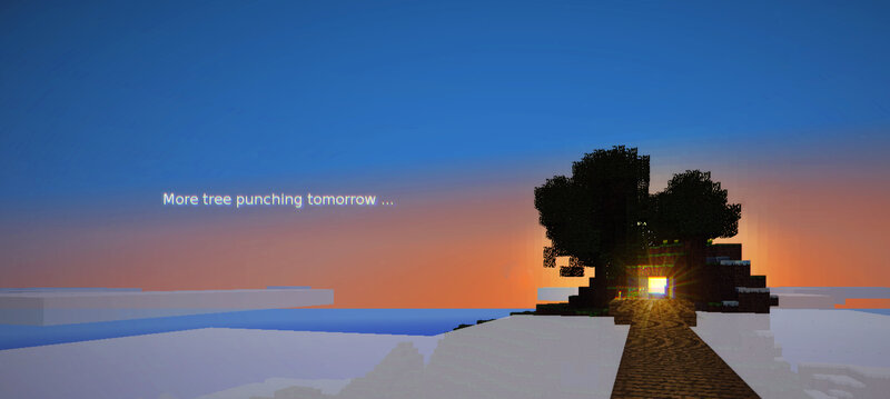 Minecraft sunset scene