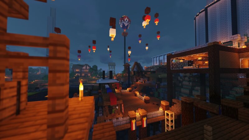 Minecraft Village at Night — Brown