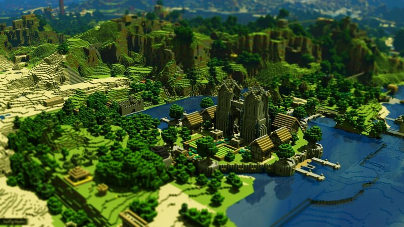 Minecraft Village by River — Green