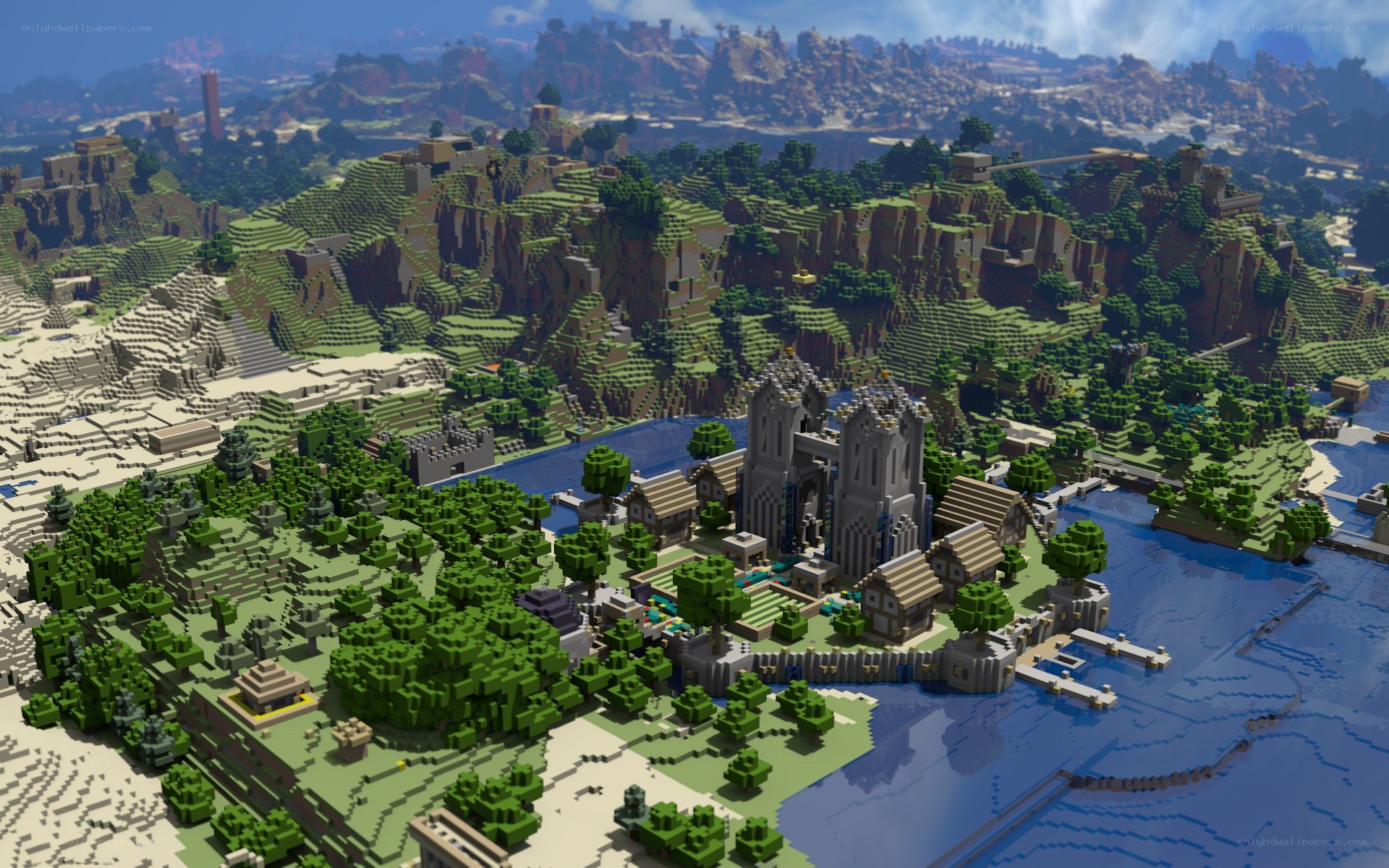Minecraft village by the river