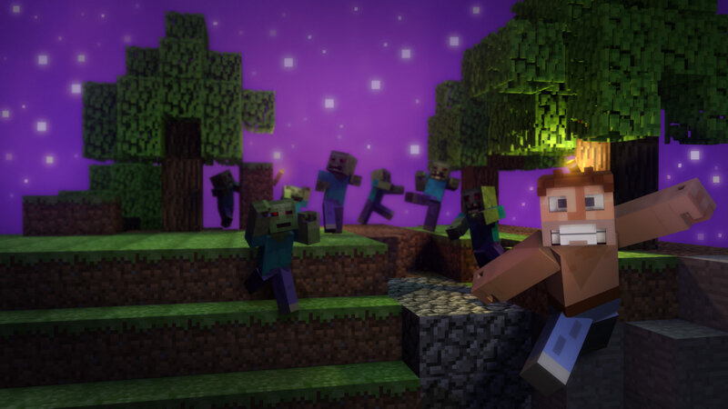 Minecraft zombies at night