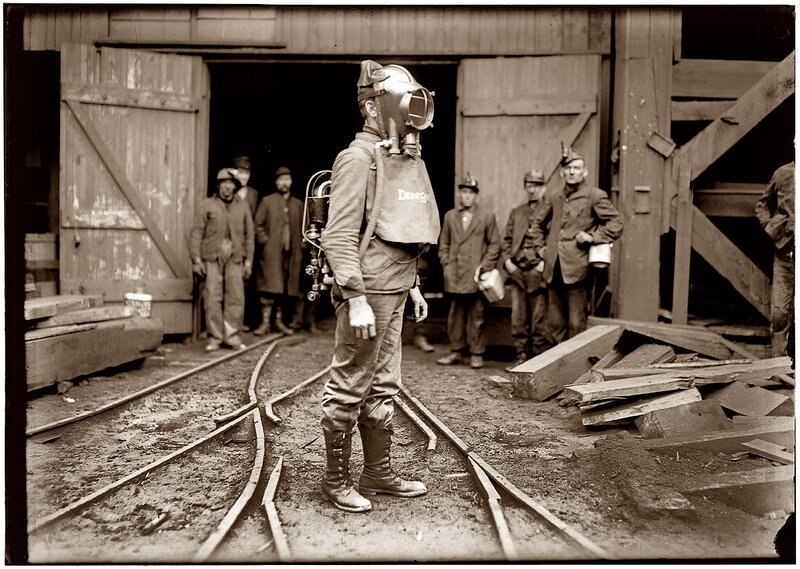 Miner in diving gear