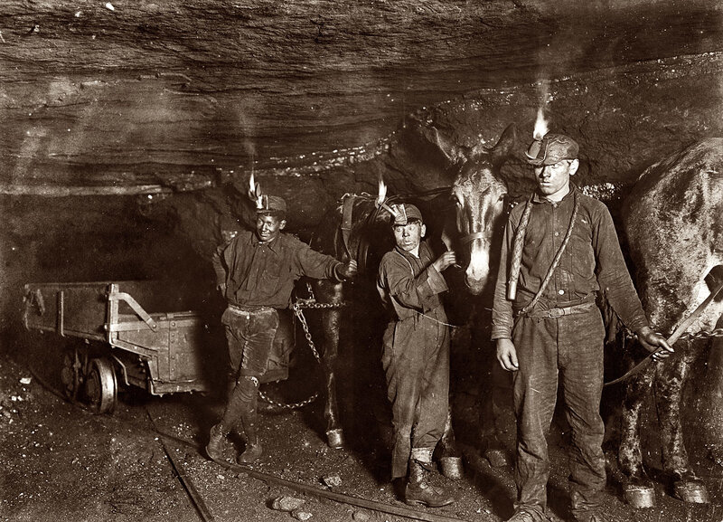 Miners with Horses in Mine